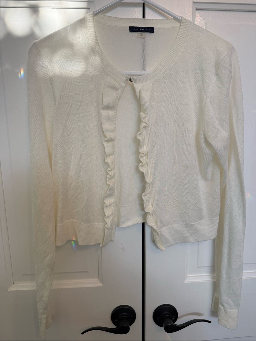 Tommy Hilfiger White Knit Top with Logo Tag